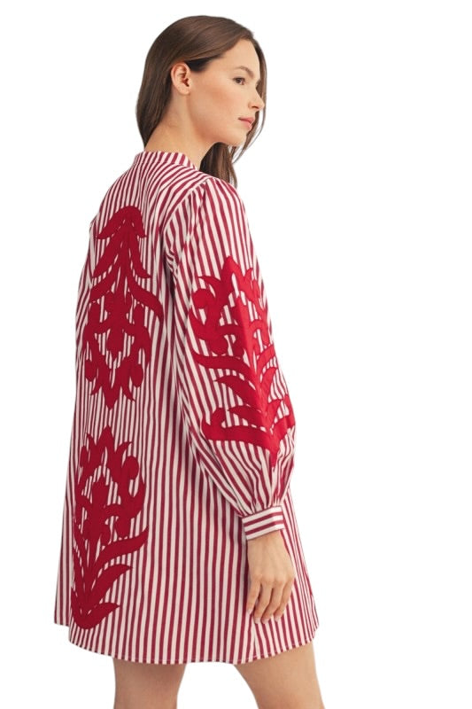 Crimson Stripe Baroque Appliqué Mini