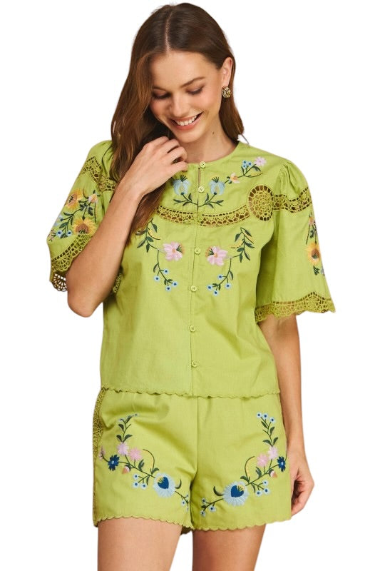 Citron Embroidered Set