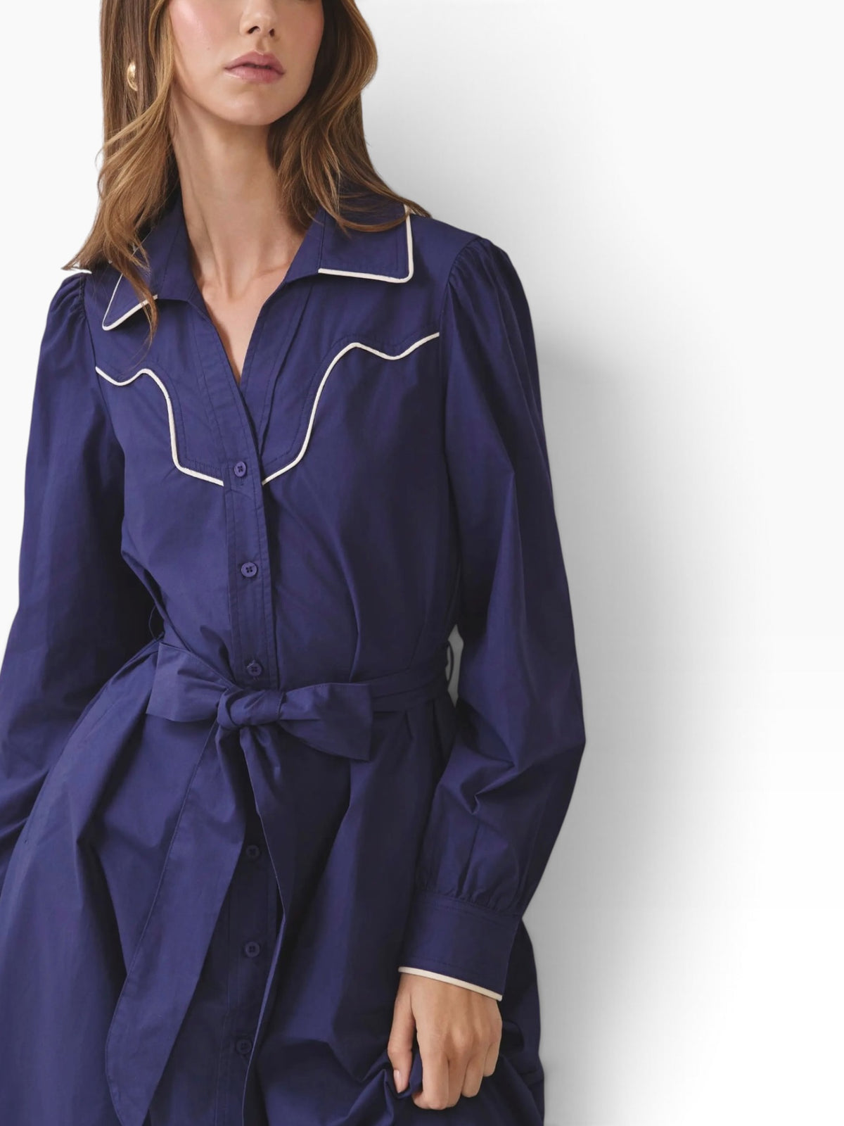 Navy Western Poplin Midi