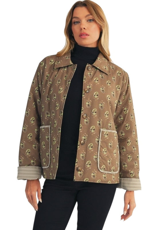 Olive Paisley Quilted Jacket