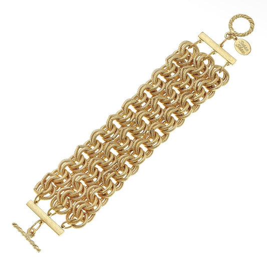 Triple Strand Double Link Chain Bracelet