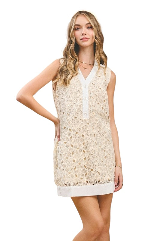 Ivory & White Crochet Shift