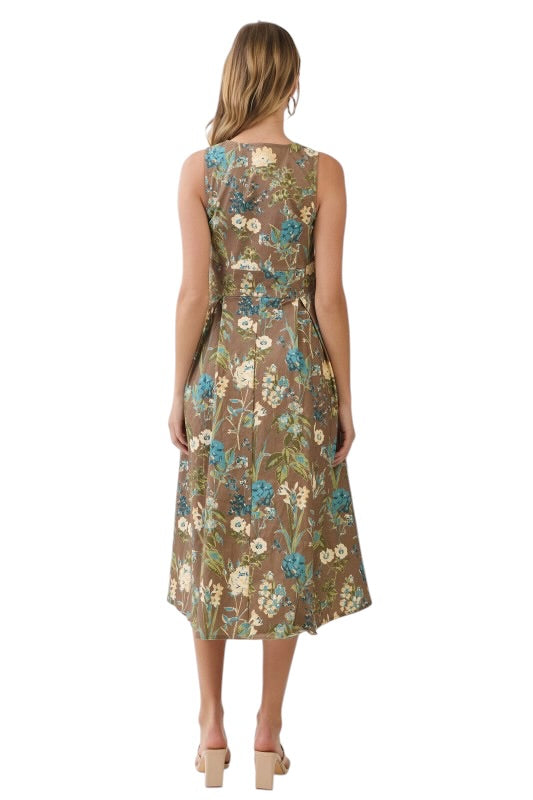 Mocha Floral Midi Dress