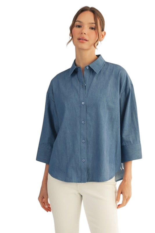 Stripe Detail Denim Top