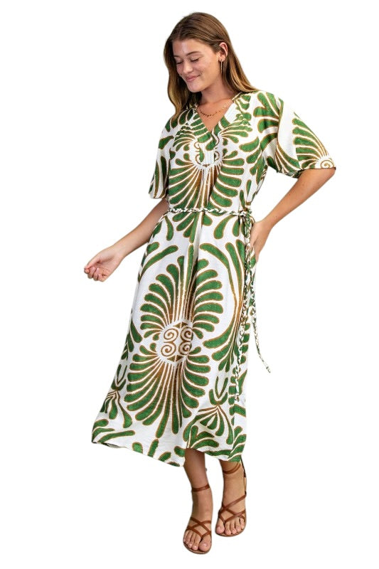 Green Goddess Belted Caftan