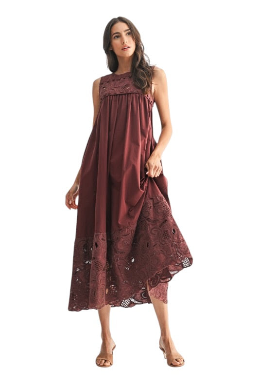 Paisley Lace & Crochet Maxi in Espresso