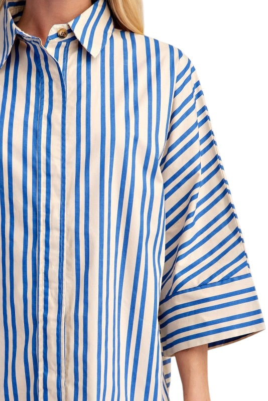 Oversized Mixed Strive Collared Shirt- 2 Colors