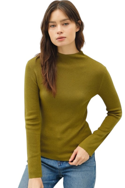Mock Neck Knit Top- 2 Colors