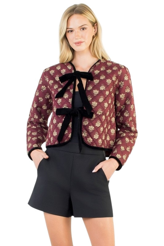 Wine BlockPrint Jacket