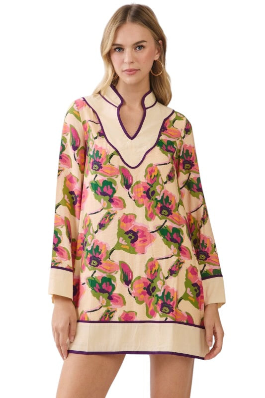 Floral Watercolor Tunic Mini Dress