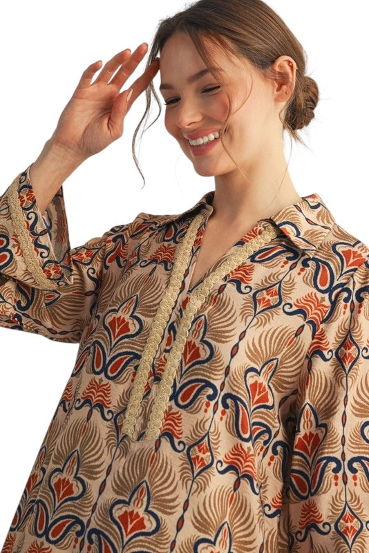 Boho Collared Shift