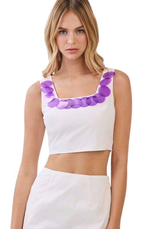 Purple Disc Crop Top