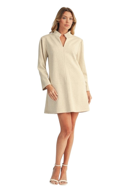 Herringbone Knit Shift in Oatmeal