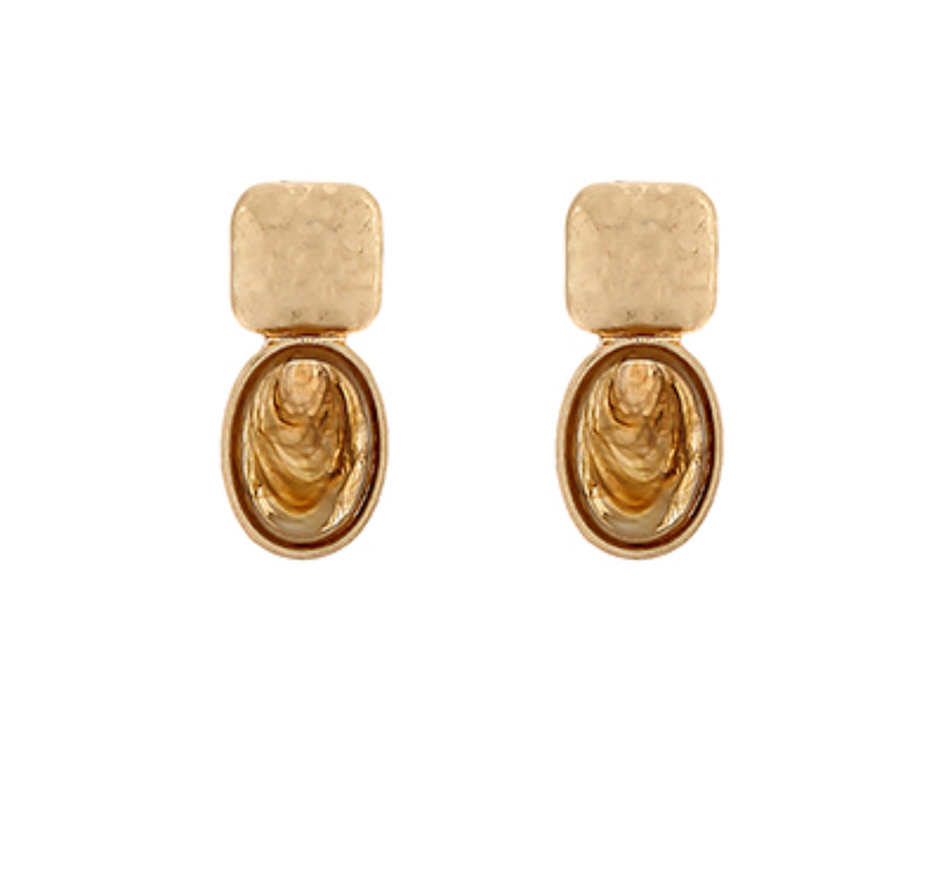 Square & Oval Stone Earring- 3 colors