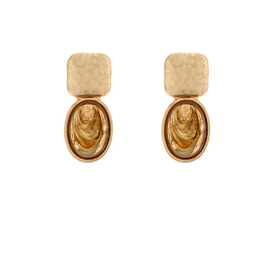 Square & Oval Stone Earring- 3 colors