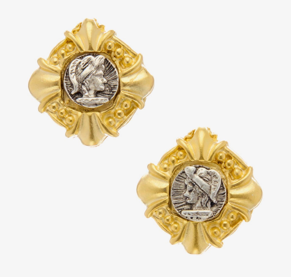 Mixed Metal Cameo Earrings