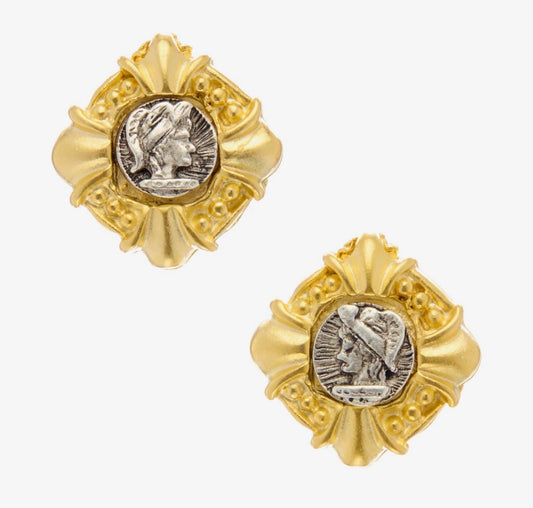 Mixed Metal Cameo Earrings