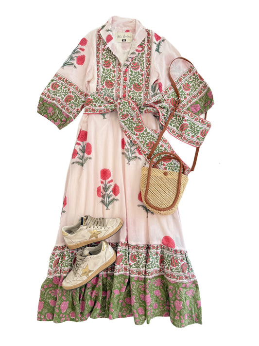 State Street Maxi in Coral & Pink Marigold