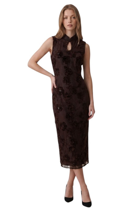 Chocolate Floral Detail Midi
