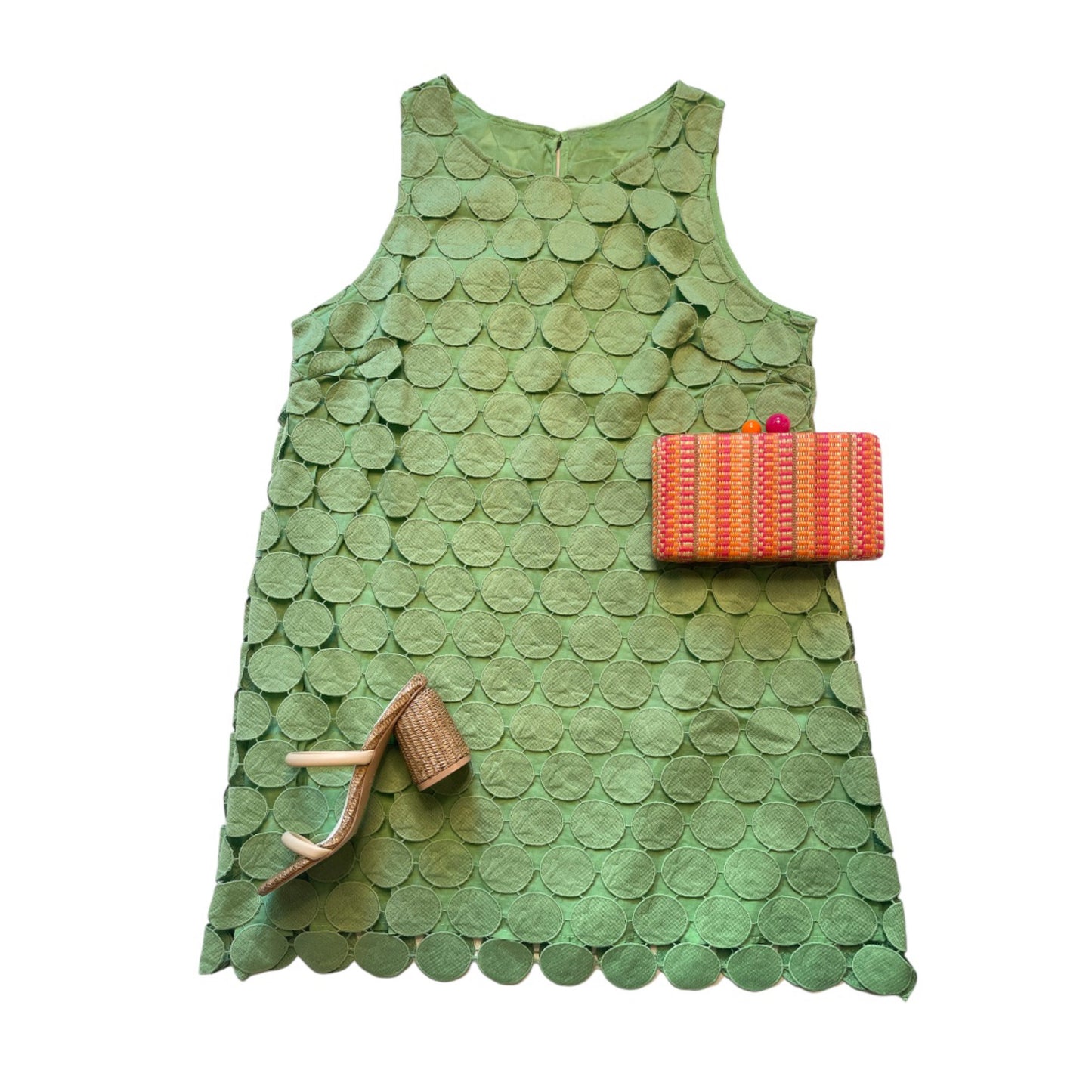 Dotted Lace Shift Dress in Lime