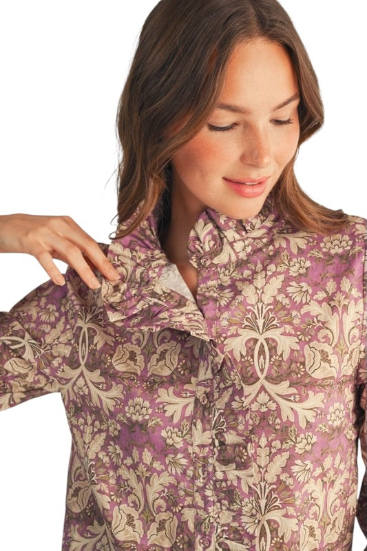 Lavender Florals Ruffle Blouse
