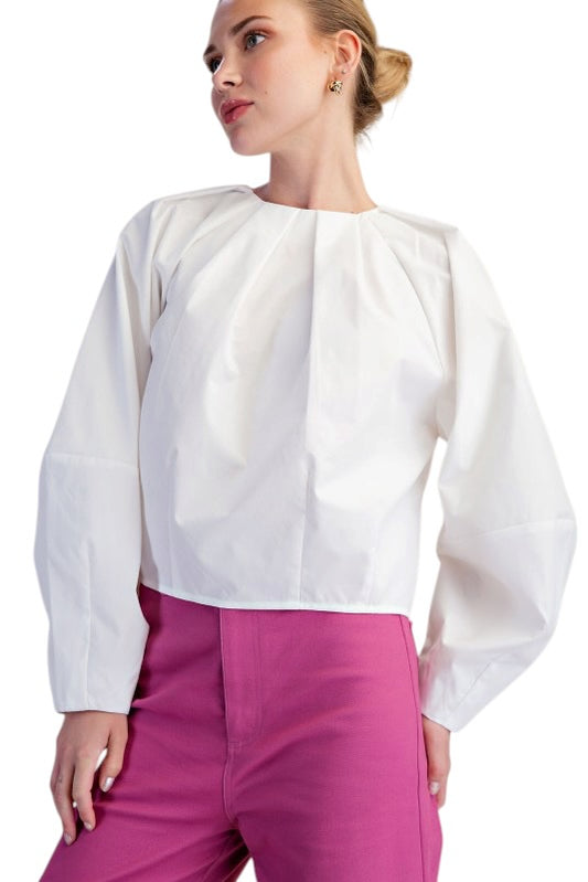 Pleated Bubble Poplin Top