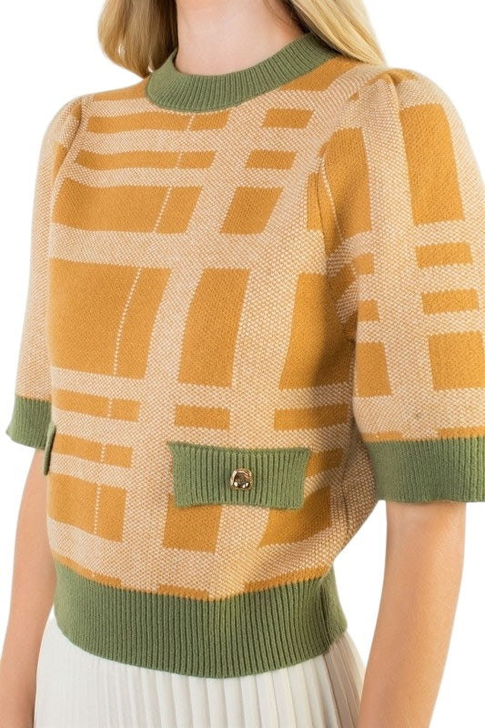 Camel & Olive Plaid Sweater