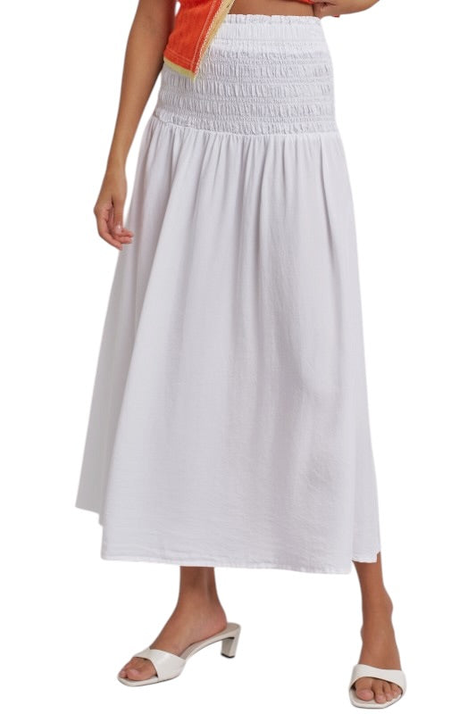 Smocked Waist Midi Skirt