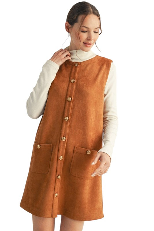 Suede Button Front Shift