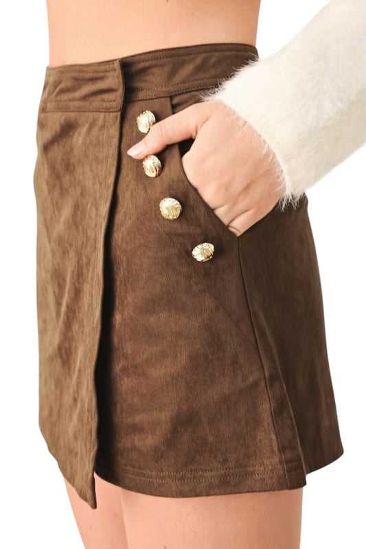 Faux Suede Skort