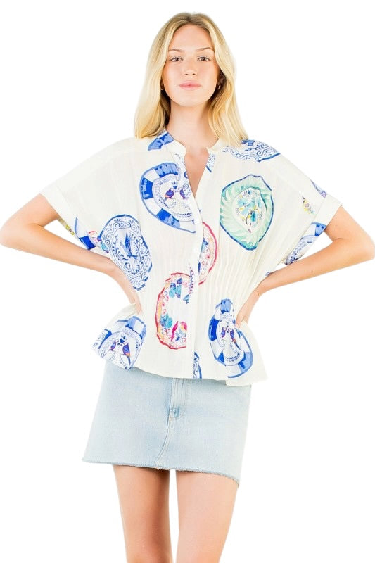 Pleated Waist Plates Top