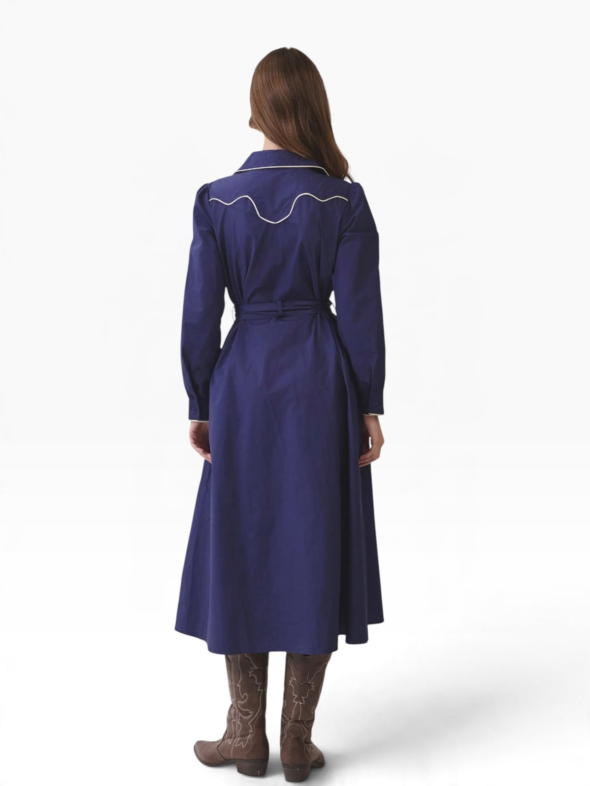 Navy Western Poplin Midi
