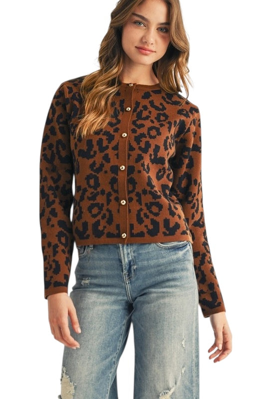 Brown & Black Spots Cardigan