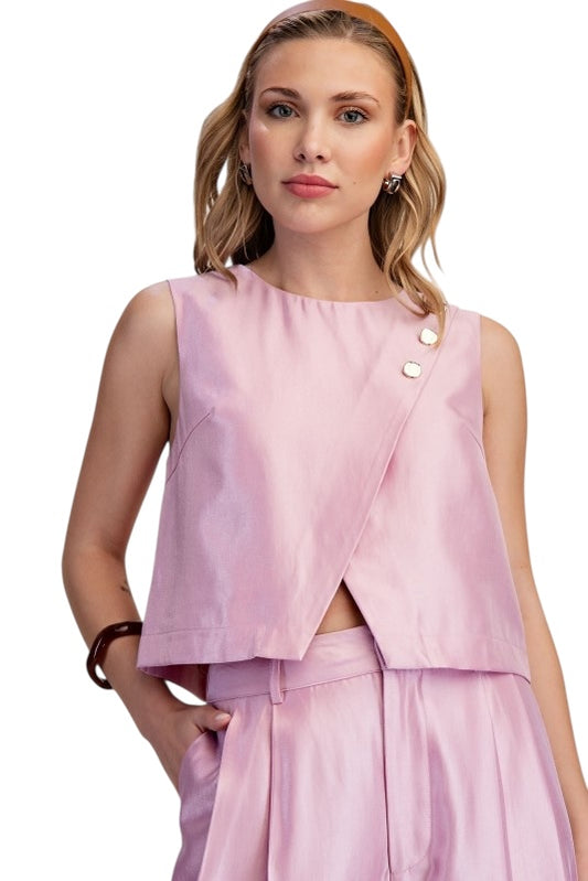 Wrap Front Top in Peony