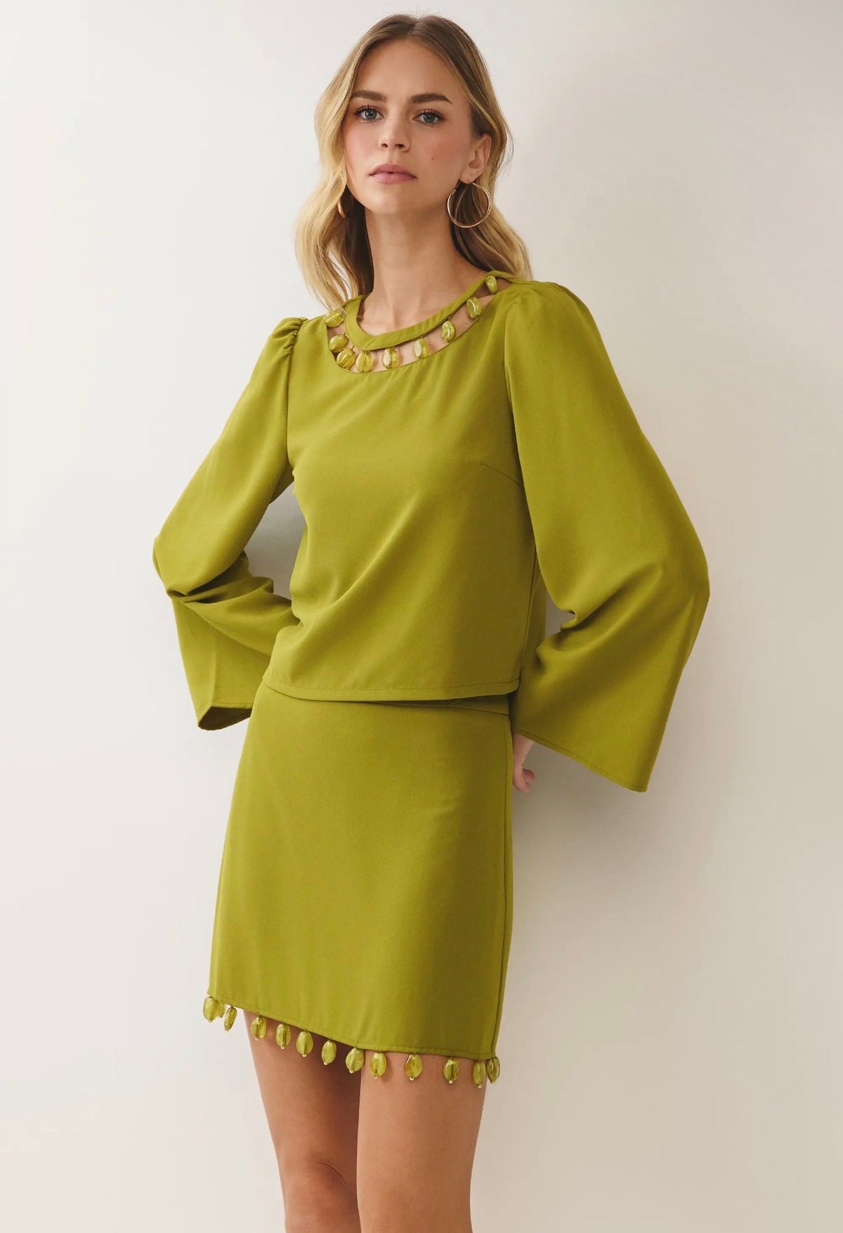 Citron Beaded Skirt Set