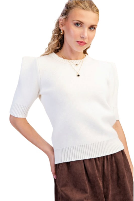 Puff Sleeve Knit Top- 2 Colors
