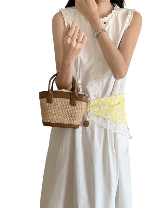 Raffia & Leather Mini Tote- 3 Colors