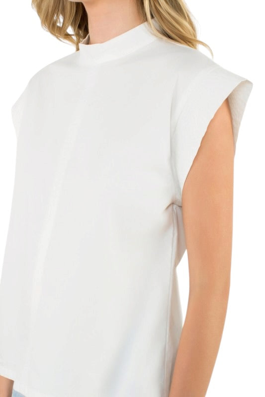 Stitched Cap Sleeve Poplin Top - 3 Colors