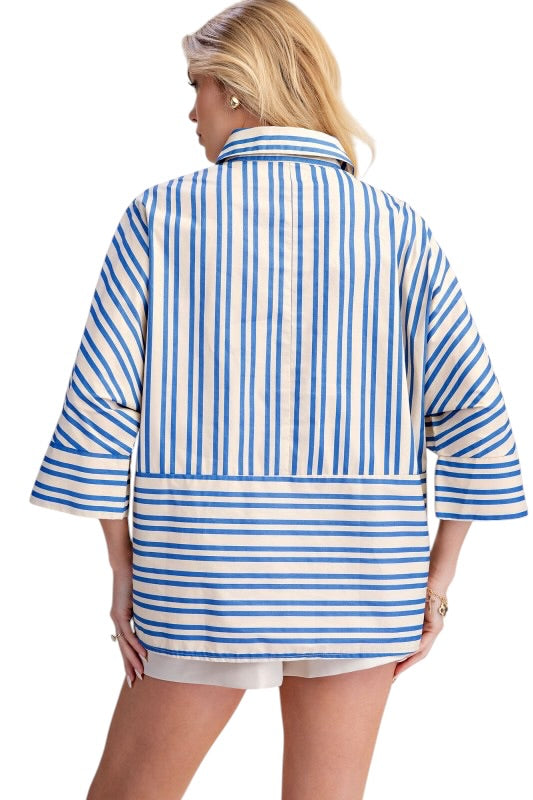 Oversized Mixed Strive Collared Shirt- 2 Colors