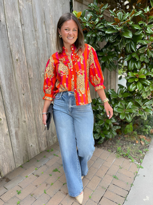 Chloe Top in Pink & Orange EOT