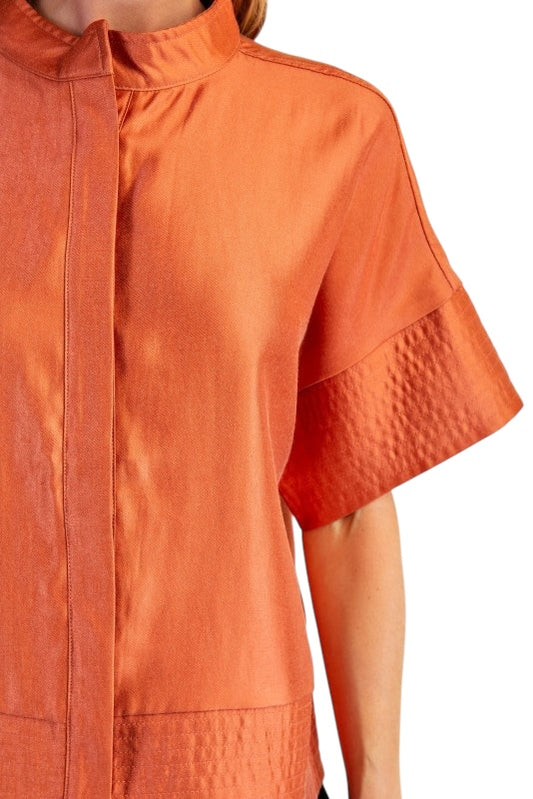 Metallic Stitching Top in Rust
