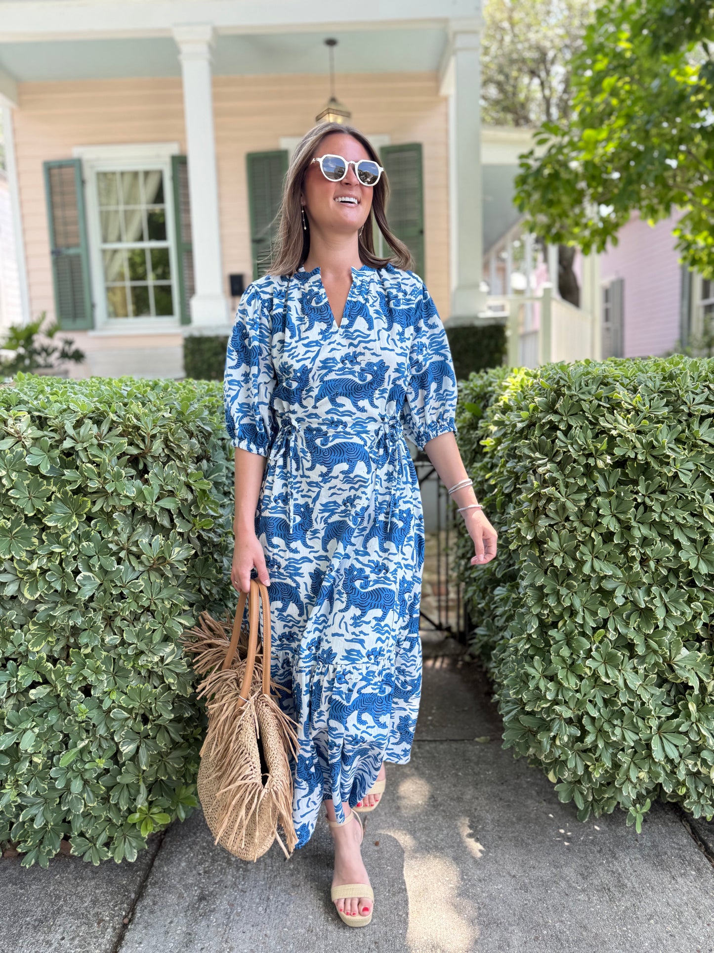 Dauphine Street Midi in Blue Tibetan Tigers