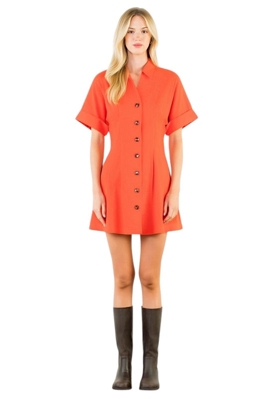 Orange Button Front Mini