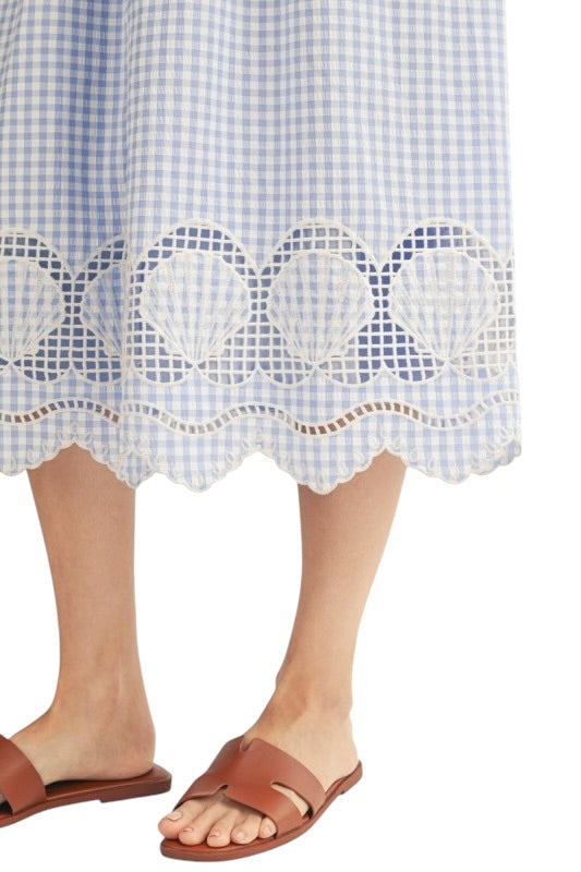 Gingham Shell Hem Mid