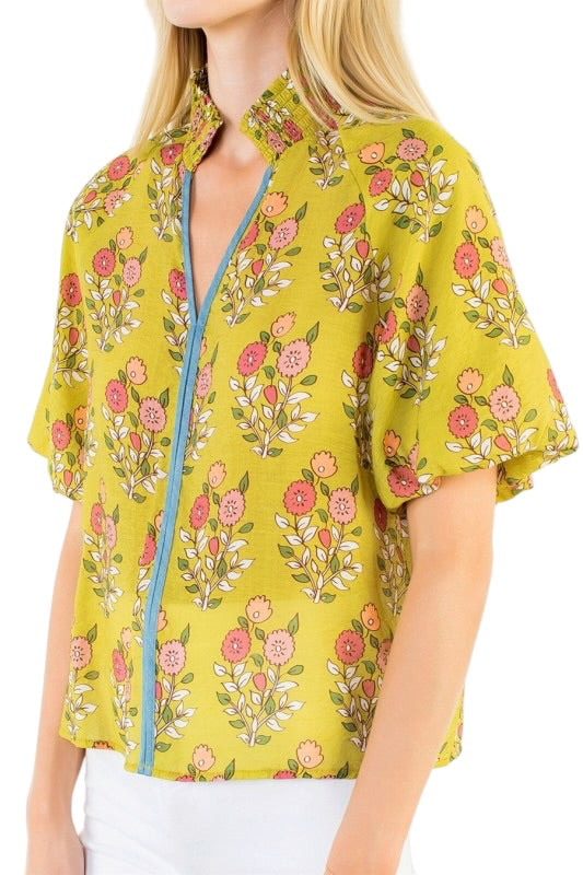 Citron Floral Top