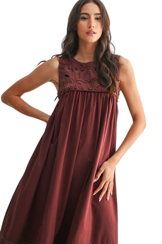 Paisley Lace & Crochet Maxi in Espresso
