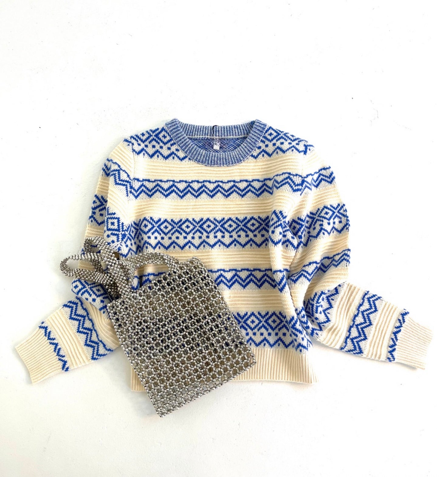 Geo Stripe Sweater in Blue