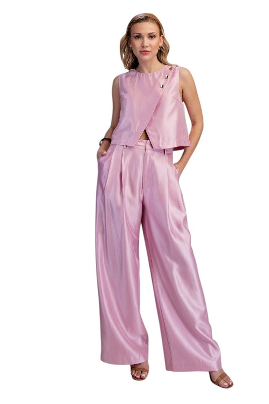 Wrap Front Top in Peony