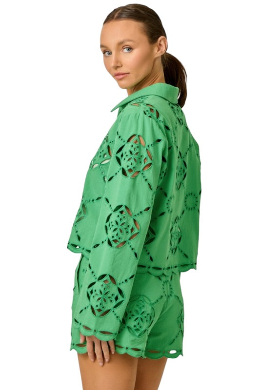 Eyelet Embroidery Set in Kelly