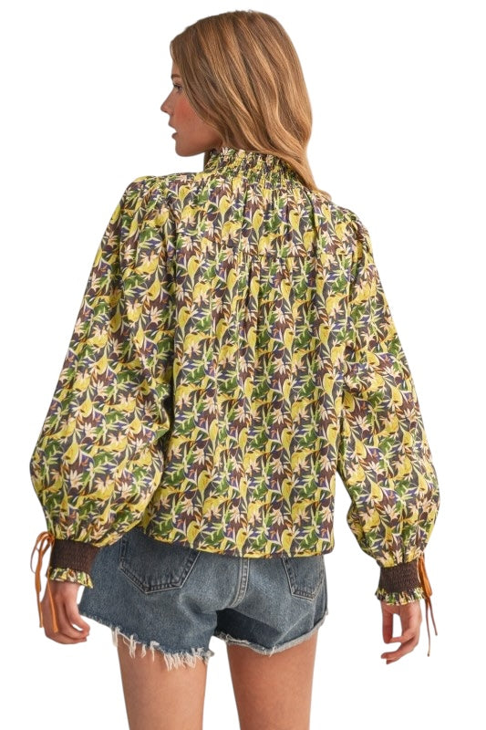 Center Band Festive Florals Top - 2 Colors